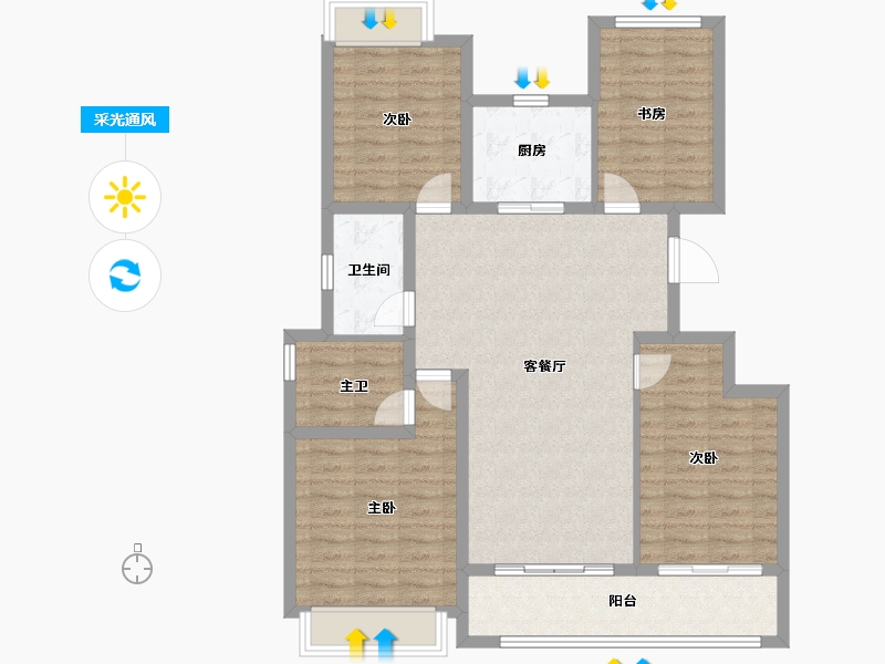 浙江省-杭州市-叠潮雅庭-103.11-户型库-采光通风