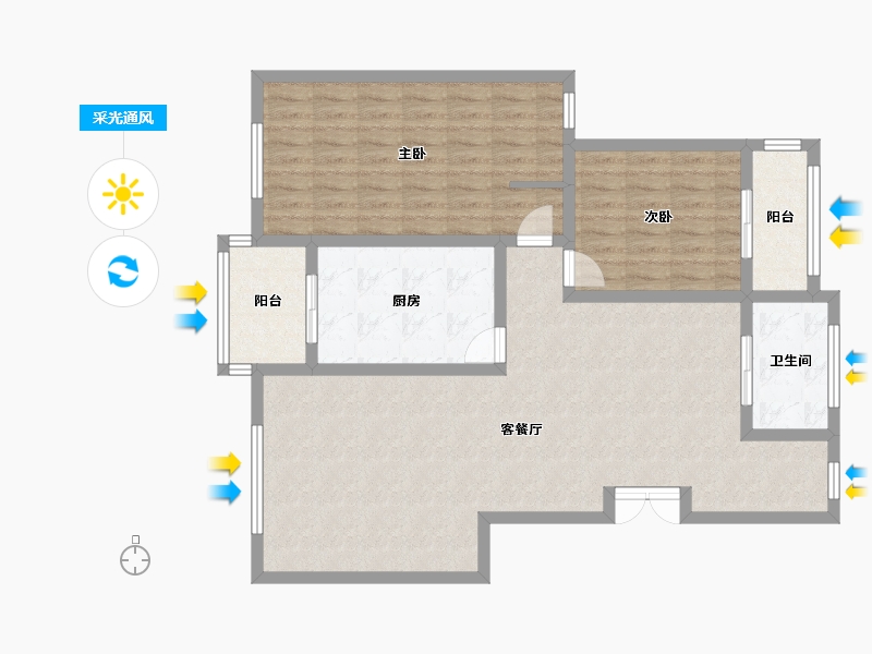 浙江省-宁波市-阳光水岸-80.00-户型库-采光通风