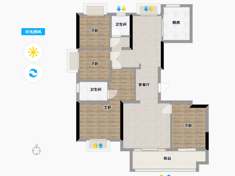 湖北省-襄阳市-外滩云锦-108.00-户型库-采光通风