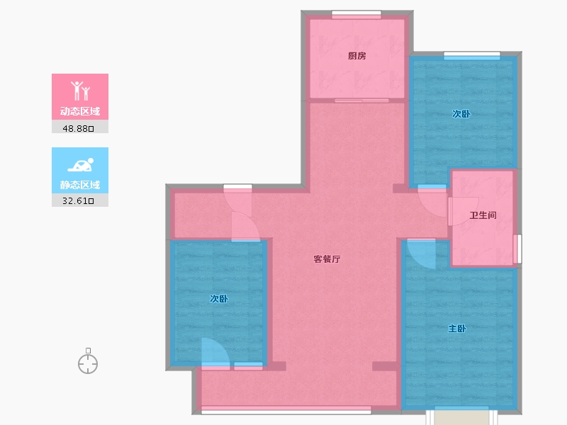 河北省-唐山市-万科翡翠观唐-88.80-户型库-动静分区