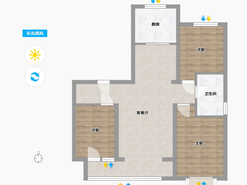 河北省-唐山市-万科翡翠观唐-88.80-户型库-采光通风