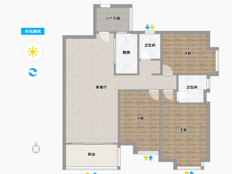 广东省-广州市-源海仙村一号-西区-104.00-户型库-采光通风