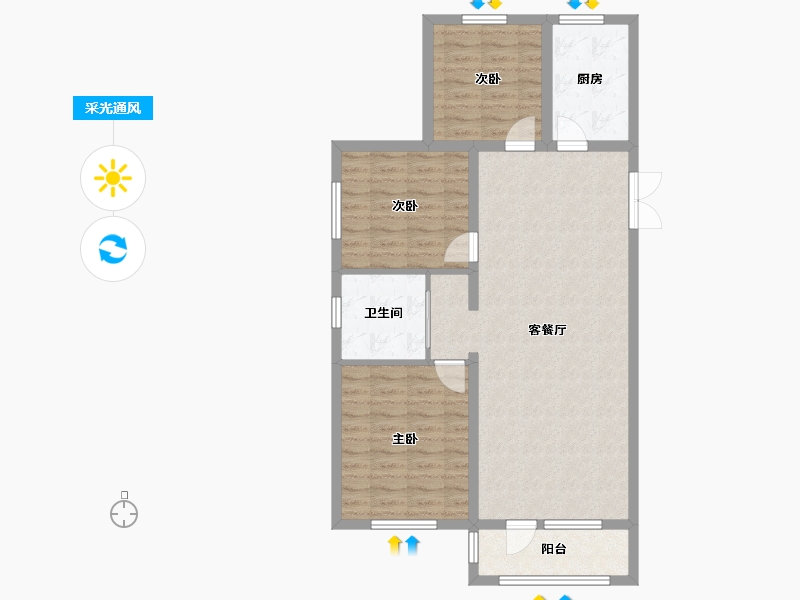 新疆维吾尔自治区-五家渠市-青湖骊城小区-99.94-户型库-采光通风