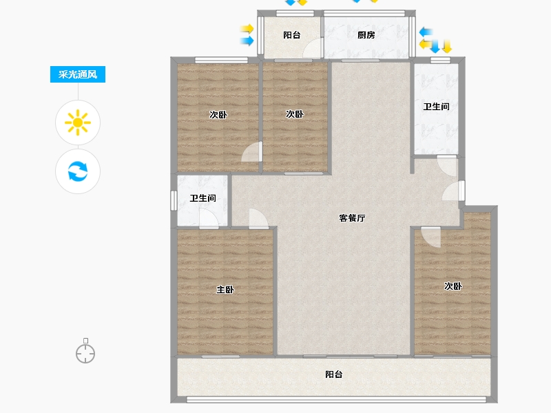 河南省-郑州市-四十七中家属院-128.00-户型库-采光通风