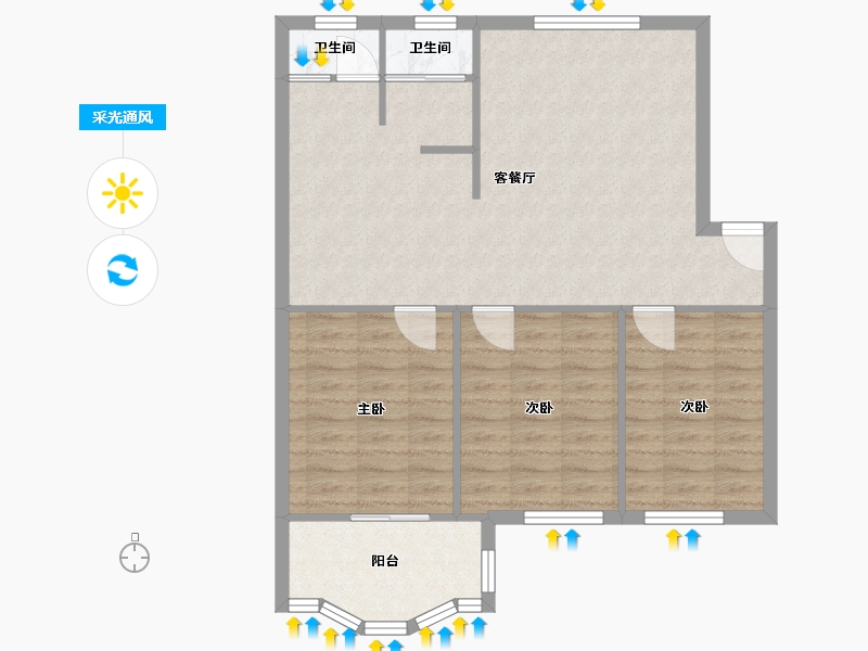 广西壮族自治区-南宁市-三元苑-84.00-户型库-采光通风