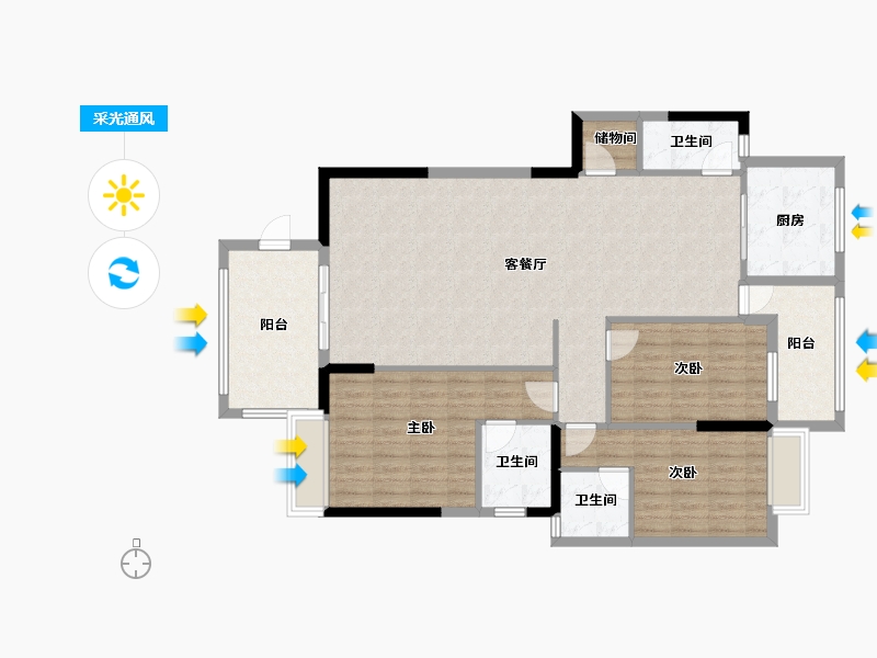 广东省-汕头市-香域滨江-123.33-户型库-采光通风