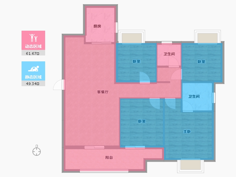 福建省-宁德市-品润悦公馆-95.20-户型库-动静分区