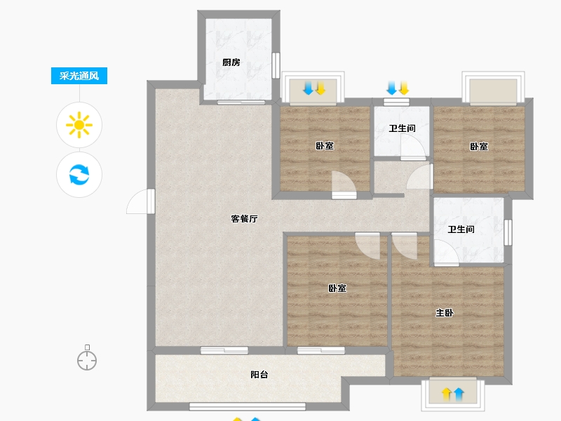 福建省-宁德市-品润悦公馆-95.20-户型库-采光通风