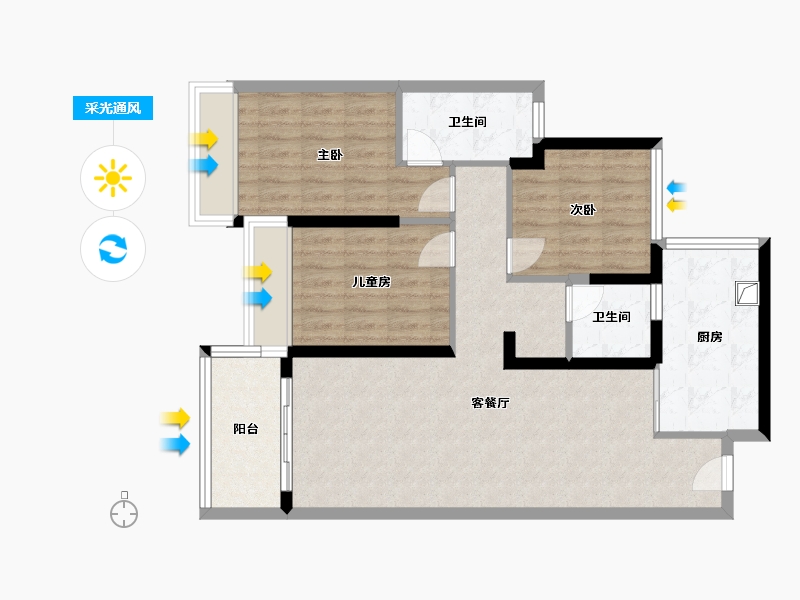 广东省-揭阳市-唐商中央花园-100.50-户型库-采光通风