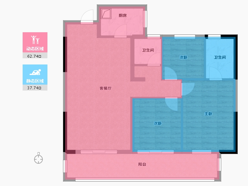 湖南省-郴州市-翡翠华庭-95.53-户型库-动静分区