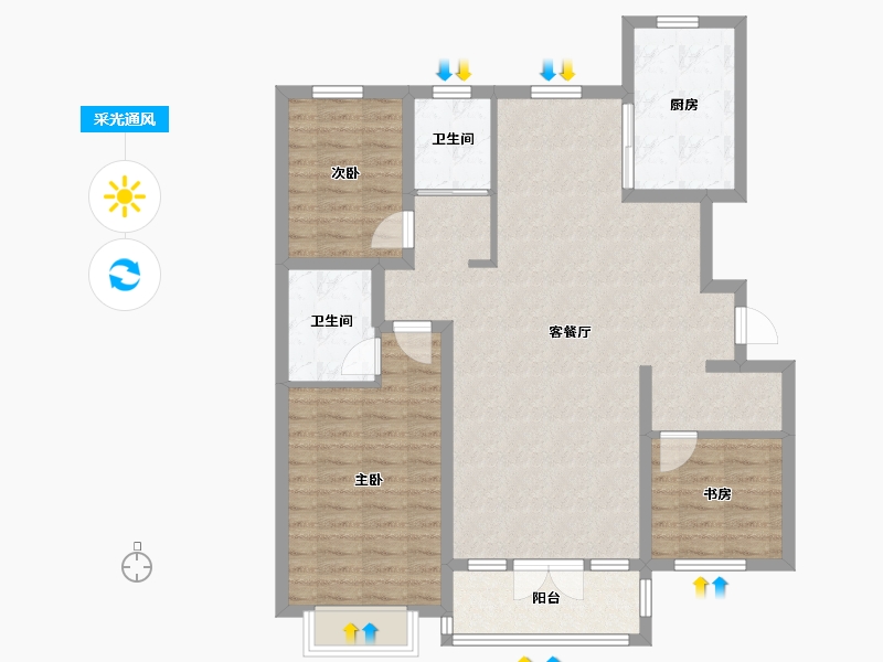 新疆维吾尔自治区-石河子市-名仕府-107.10-户型库-采光通风