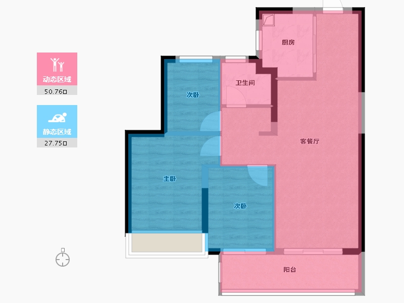 浙江省-宁波市-万科海上都会-72.98-户型库-动静分区