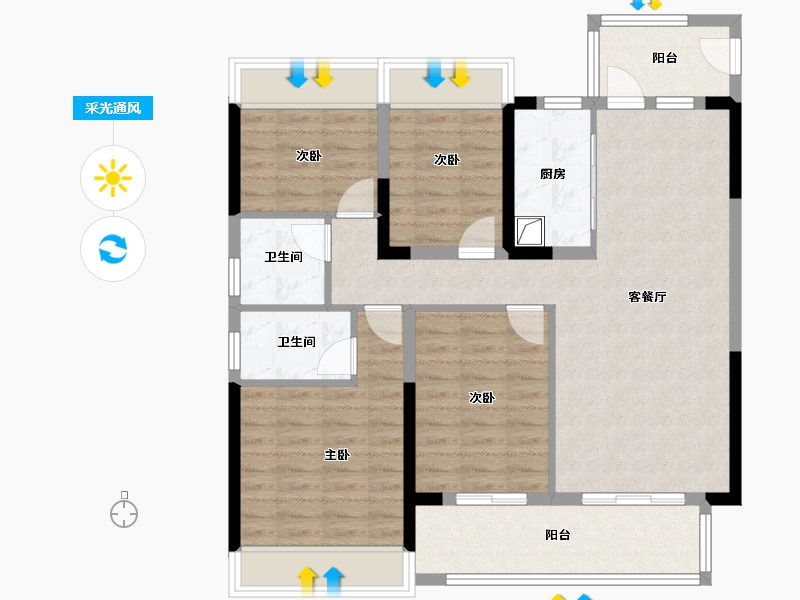 广东省-惠州市-碧桂园南站新城销售中心-100.00-户型库-采光通风