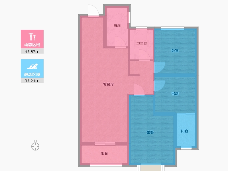 山西省-临汾市-御龙华府-89.87-户型库-动静分区