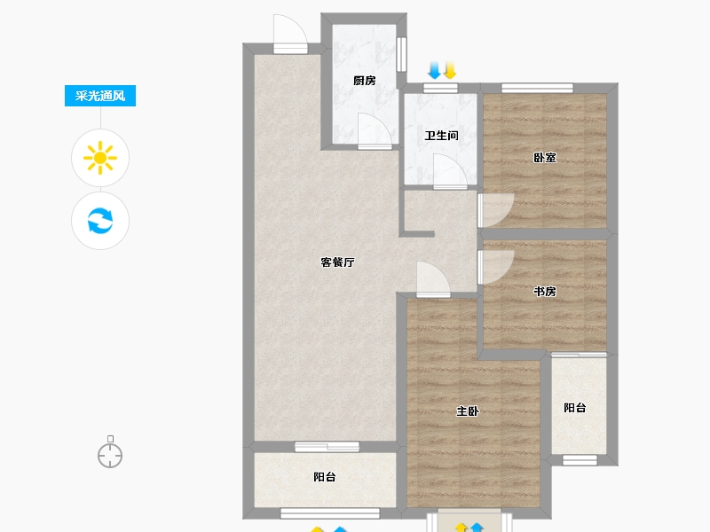 山西省-临汾市-御龙华府-89.87-户型库-采光通风