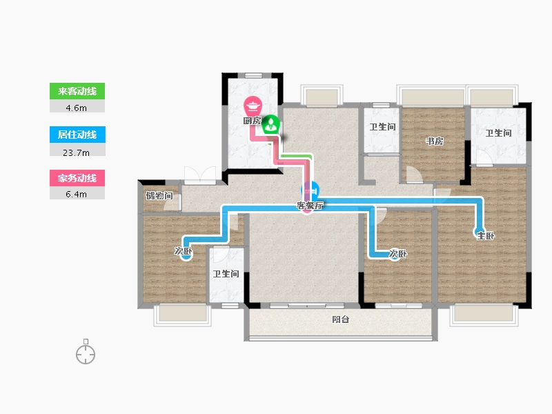 江苏省-泰州市-碧桂园观澜天境-156.80-户型库-动静线