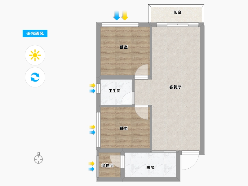 四川省-成都市-锦绣世家-51.95-户型库-采光通风