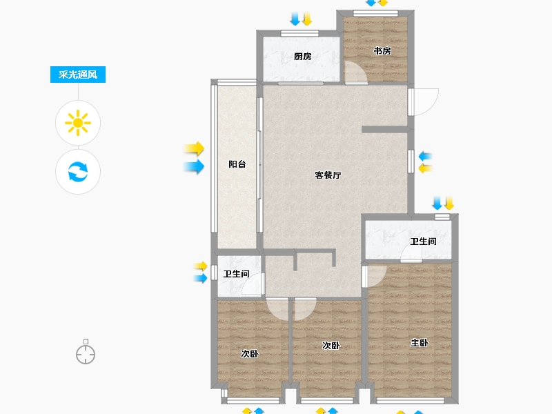 浙江省-杭州市-华发联发悦望荟-104.25-户型库-采光通风