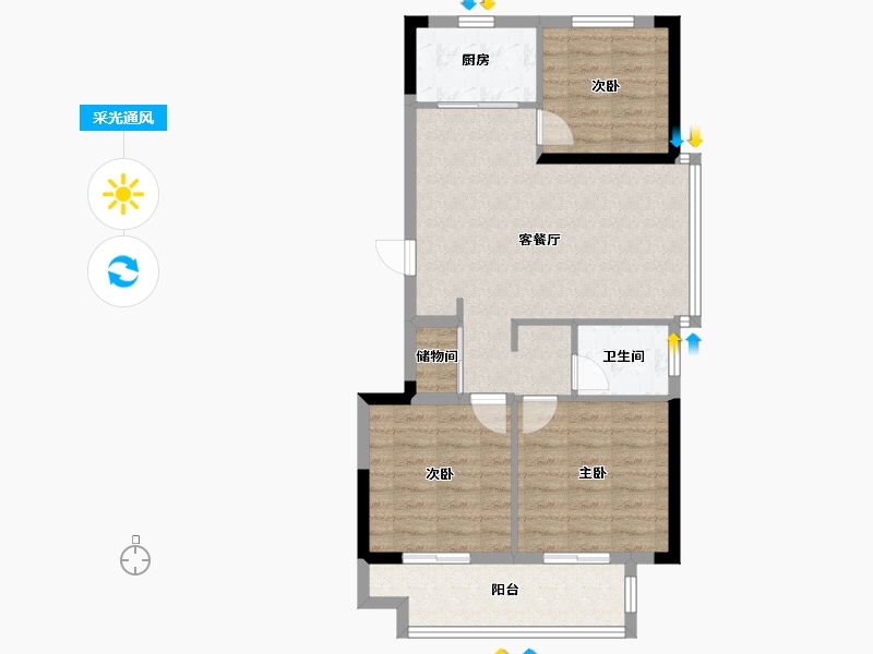 山东省-烟台市-天泰城-75.20-户型库-采光通风