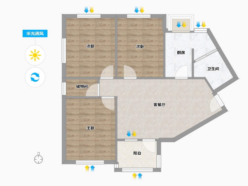 河北省-石家庄市-联盟小区-70.90-户型库-采光通风