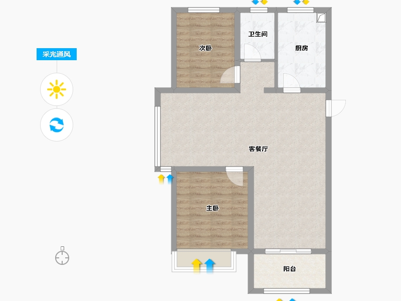 河北省-邯郸市-幸福城紫玥-78.96-户型库-采光通风