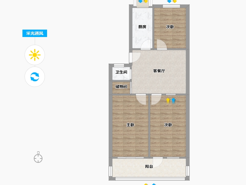 山东省-济南市-棋盘小区-65.00-户型库-采光通风