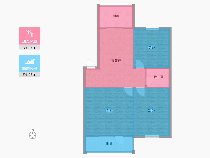 陕西省-西安市-福苑小区-77.70-户型库-动静分区