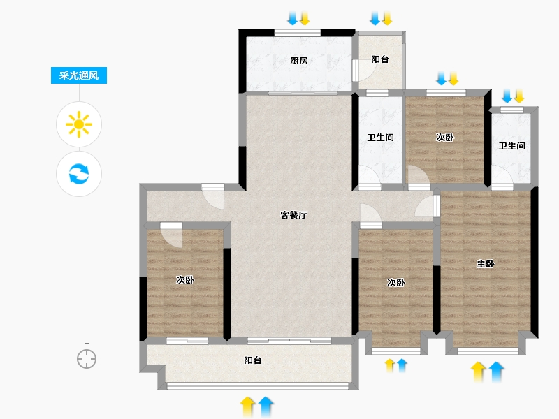 山东省-滨州市-儒苑上邦-131.20-户型库-采光通风