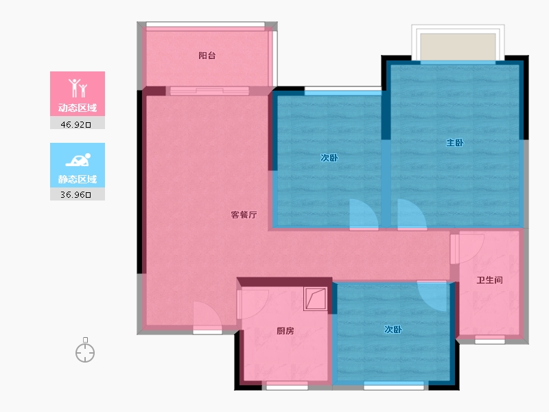 江苏省-南京市-燕江新城江风苑-74.40-户型库-动静分区