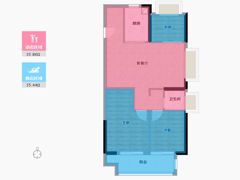 江苏省-苏州市-祥源悦江南-66.00-户型库-动静分区