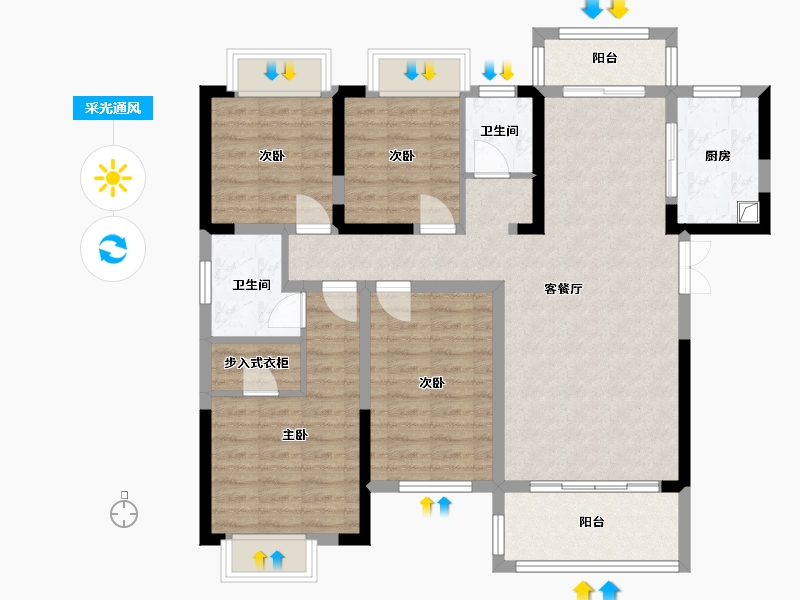 湖南省-长沙市-国欣向荣府-111.88-户型库-采光通风