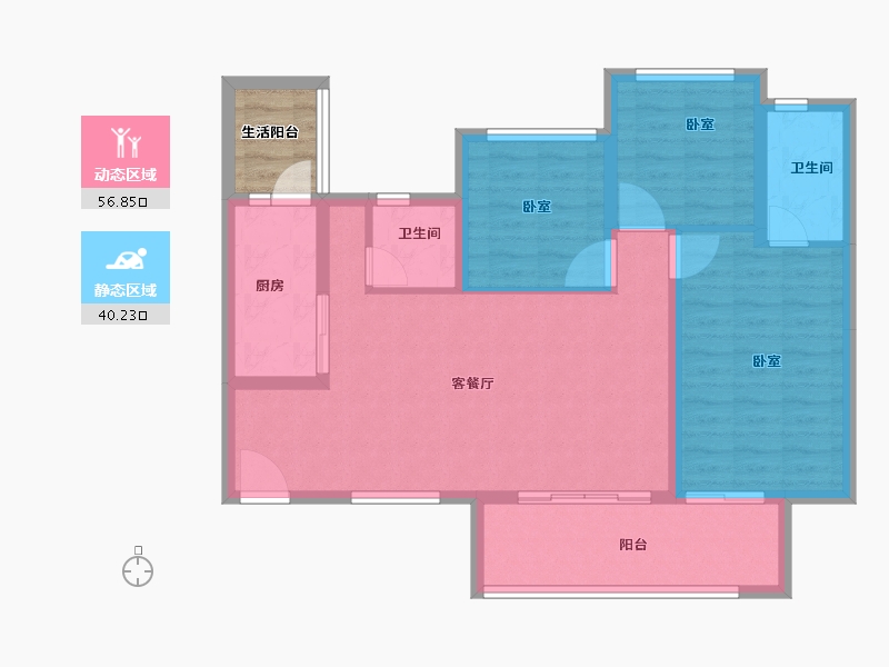 四川省-成都市-天府半岛-90.75-户型库-动静分区