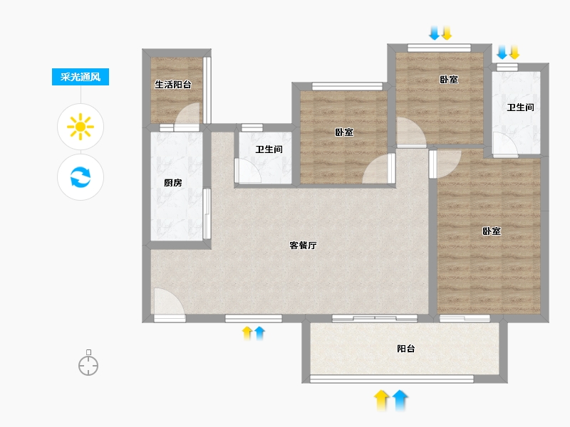 四川省-成都市-天府半岛-90.75-户型库-采光通风