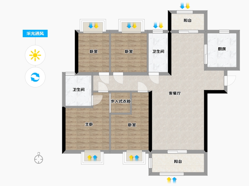 湖南省-湘潭市-美的国宾府-112.80-户型库-采光通风