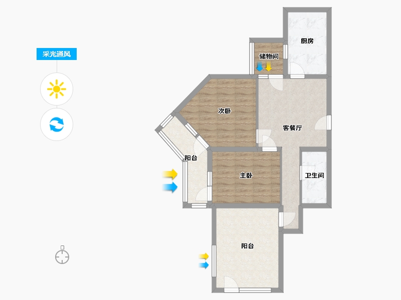 北京-北京市-和平里-六区-59.20-户型库-采光通风