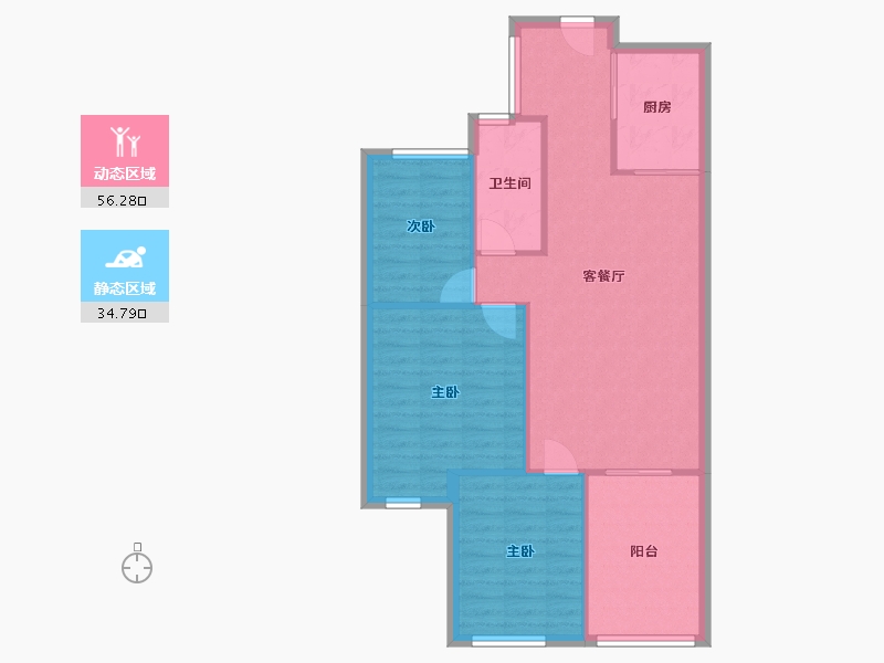 浙江省-杭州市-大华海派风景-72.00-户型库-动静分区