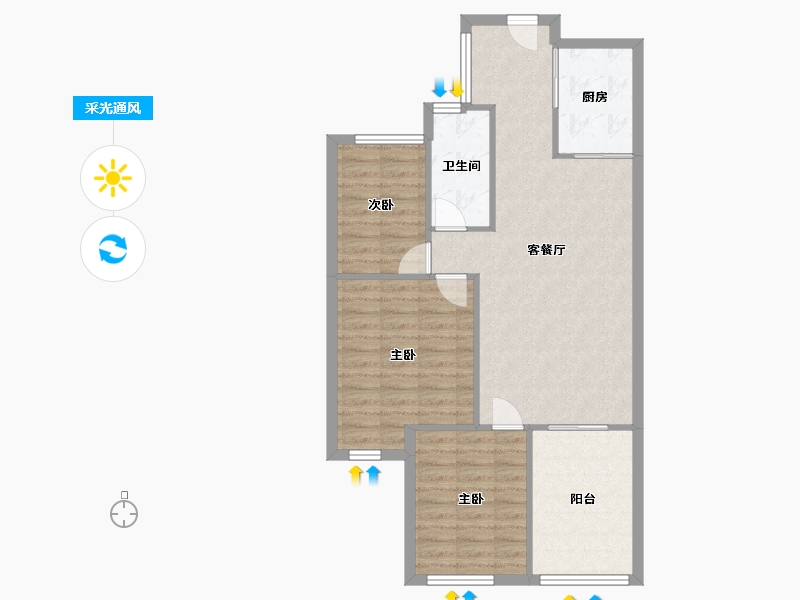 浙江省-杭州市-大华海派风景-72.00-户型库-采光通风