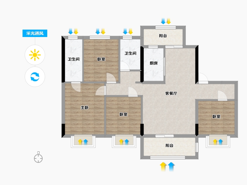 四川省-达州市-梦里巴国书香里-104.07-户型库-采光通风