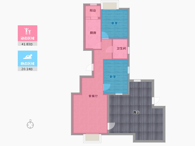 黑龙江省-哈尔滨市-碧桂园华美上城-65.60-户型库-动静分区