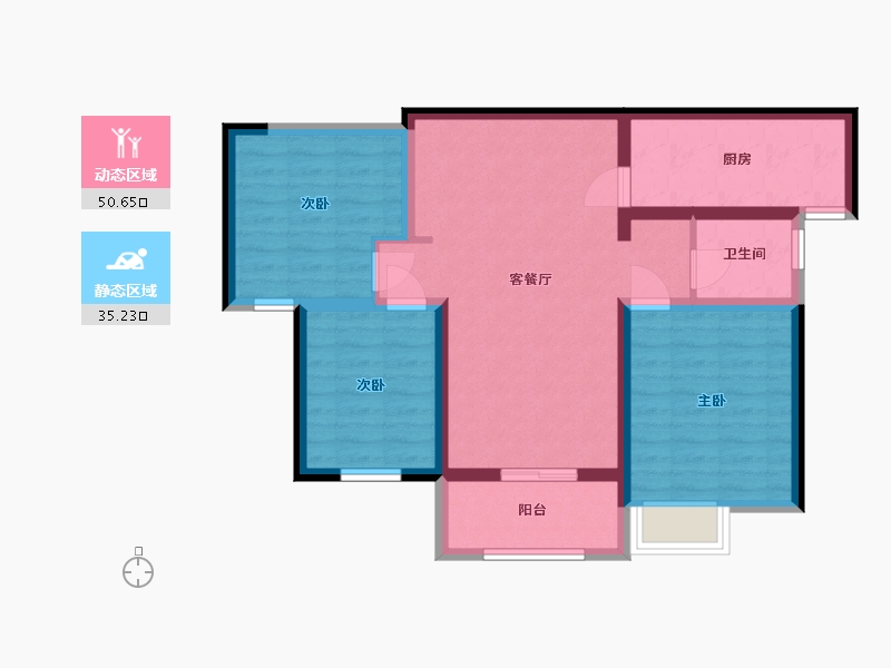 陕西省-西安市-翠景台-一期-87.20-户型库-动静分区