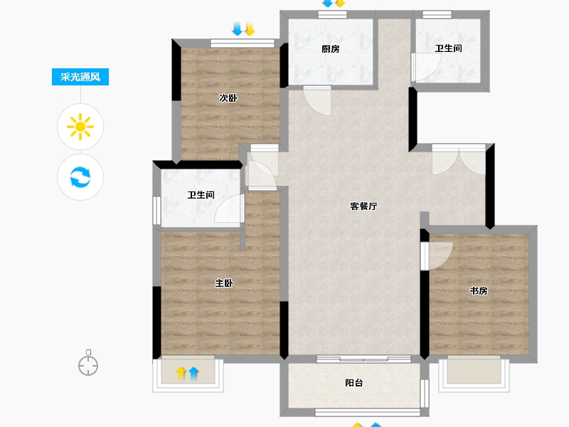 山东省-济南市-东城俪景-89.60-户型库-采光通风