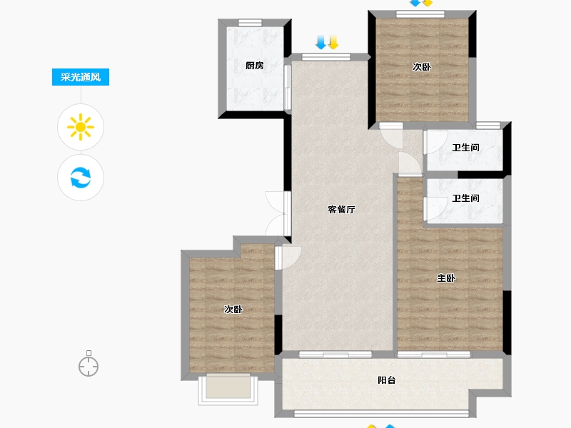 安徽省-安庆市-锦绣汇通-111.20-户型库-采光通风