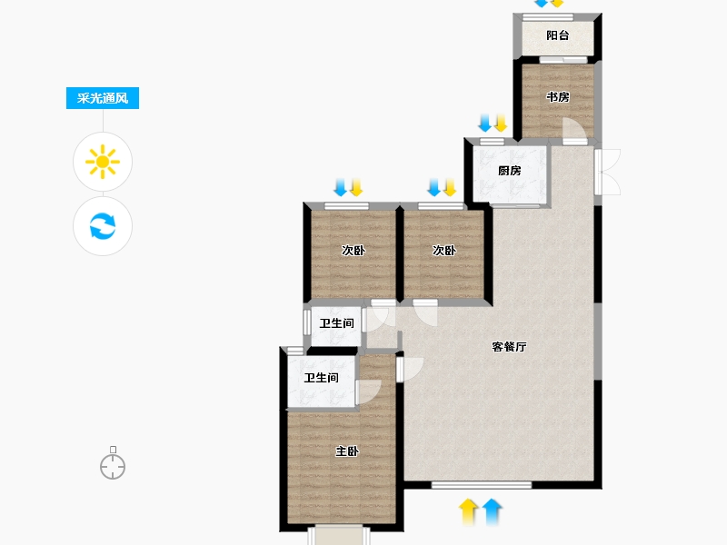 陕西省-西安市-翠景台-一期-113.60-户型库-采光通风