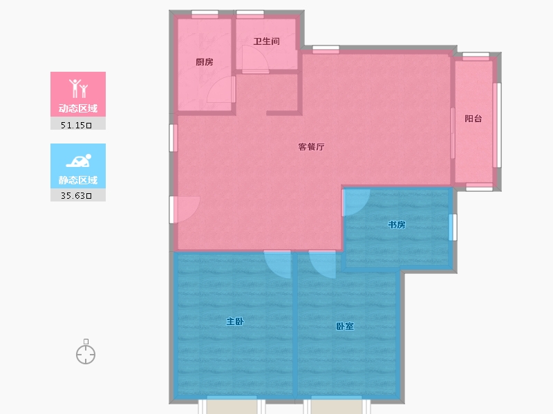 安徽省-合肥市-龙凤嘉园(潜山北路)-89.15-户型库-动静分区