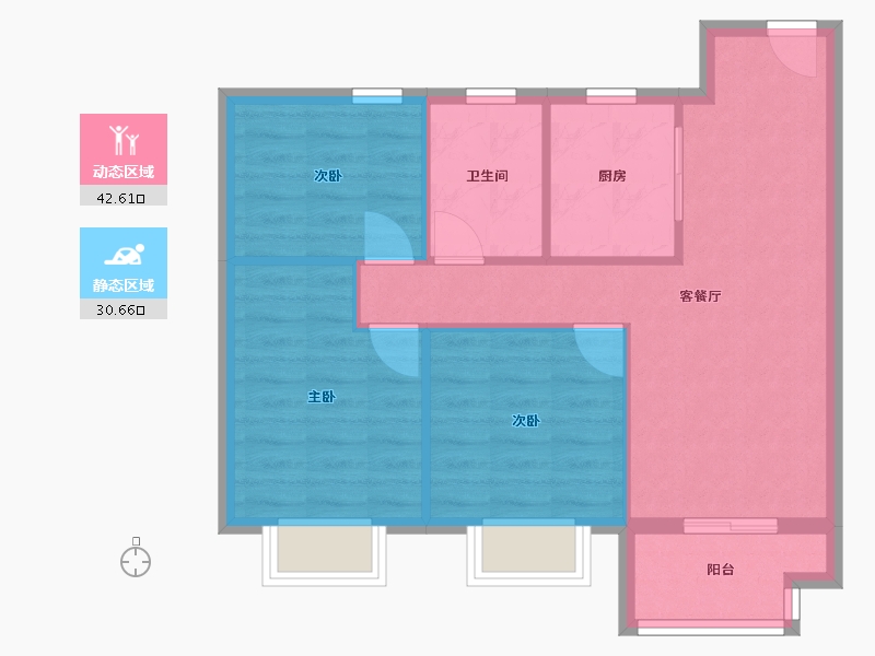 江苏省-南通市-云海尚品-72.65-户型库-动静分区