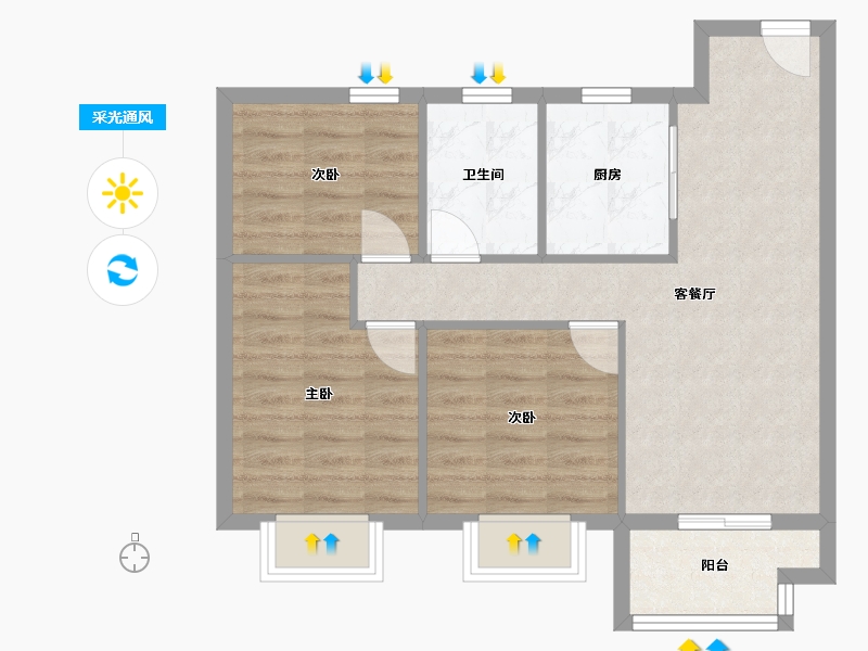 江苏省-南通市-云海尚品-72.65-户型库-采光通风