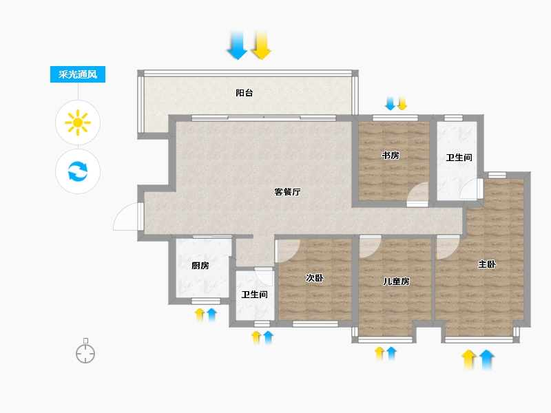 四川省-成都市-星河WORLD公园贰号-105.76-户型库-采光通风