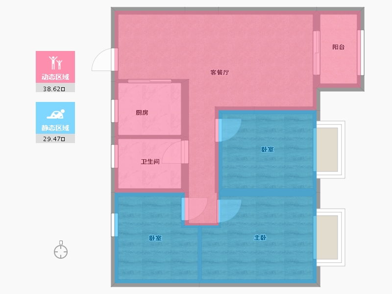 河南省-郑州市-华瑞紫韵城雅园-60.00-户型库-动静分区