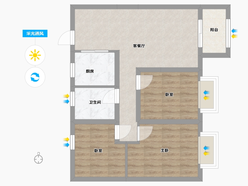 河南省-郑州市-华瑞紫韵城雅园-60.00-户型库-采光通风