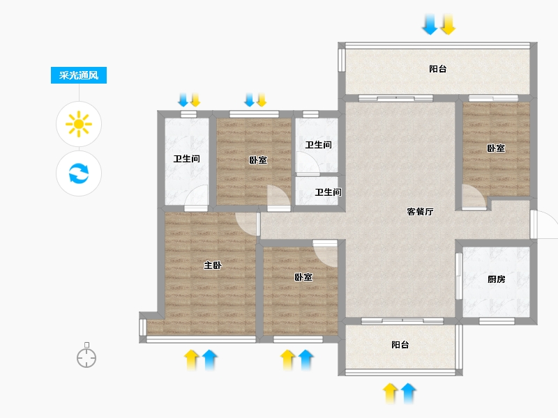 海南省-海口市-大华锦绣海岸-110.00-户型库-采光通风